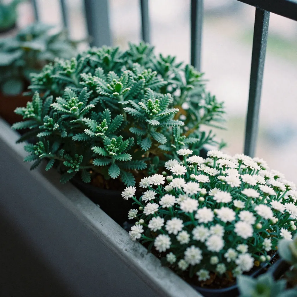 Nordic balcony with cold-resistant species